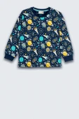 Gezegen Desenli %100 Pamuk Lacivert Çocuk Pijama Takımı - 23