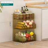 Mutfak Saklama Sepeti Rafı - 3 Katlı - Altın Rengi - Ayaklı Model [B] - 1
