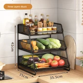 Mutfak Saklama Sepeti Rafı - 3 Katlı - Antik Siyah - Ayaklı Model - 1