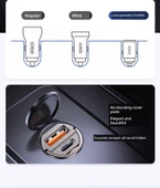 Gizli Araç Şarj Cihazı - Apple 8-14 Hızlı Şarj [USB+C] PD Hızlı Şarj Kablolu - 10