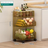 Mutfak Saklama Sepeti Rafı - 3 Katlı - Altın Rengi - Hareketli Model [B] - 1