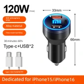 Xiaomi Su7max Pro Ultra 120W Alaşımlı Siyah Araç Şarj Cihazı + Apple 15-16 Kablo - 1