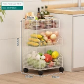 Mutfak Saklama Sepeti Rafı - 3 Katlı - Beyaz - Hareketli Model [B] - 1