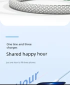 Çoklu Başlıklı 18W USB Şarj Kablosu - 2m Zarif Gri Yüksek Yoğunluklu Örgü İki Adet thumbnail 11