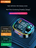 Bluetooth 5.0 Araç MP3 Çalar - Renkli Ambiyans, 3.4A Hızlı Şarj, Kayıpsız Ses + 3'ü 1 Arada Şarj Kablosu - 5