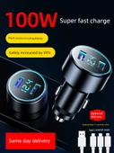 Çift Portlu Araç Şarjı - 100W Süper Hızlı Şarj Ay Işığı Gümüş - 2