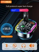 Bluetooth 5.0 Araç MP3 Çalar - Renkli Ambiyans Işığı, 3.4A Hızlı Şarj, Kayıpsız Ses Kalitesi - 3