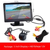 5 inç LCD Ekranlı 12V 6m Kablolu Balıkgözü Kameralı Araba Arka Görüş Sistemi - 1