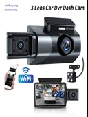 1080P Araç İçi WiFi Kamera - Üç Yönlü Kayıt (Ön + İç + Arka) + WiFi - 2