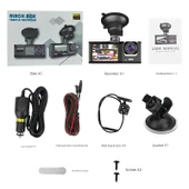 1080P HD Araç İçi Kamera - Üç Lens, WiFi Yok, Geri Görüş, Hafıza Kartsız - 1