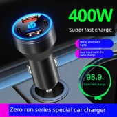 120W Süper Hızlı Şarj Alaşımlı Siyah Araç Şarj Cihazı + Apple 5-14 Hızlı Şarj Kablosu - 3