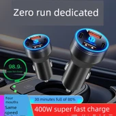 120W Süper Hızlı Şarj Alaşımlı Siyah Araç Şarj Cihazı + Apple 5-14 Hızlı Şarj Kablosu - 2