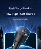 130W Araç Şarj Cihazı - Apple 15-16/Notebook/Düz Hızlı Şarj Seti - 1m 100W Çift C Kablo - 9