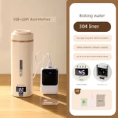 Multifonksiyonel Taşınabilir Araç Kettle - USB Yalıtımlı - 304 Akıllı - Krem Beyaz - 1