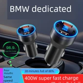 BMW Araç Şarj Cihazı 200W Gizli Alaşım Siyah + Üçü Bir Arada Hızlı Şarj Kablosu - 2
