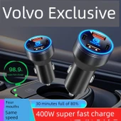 Volvo Araç Şarj Cihazı 120W Süper Hızlı Şarj Alaşım Siyah thumbnail 2