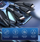 Cadillac Araç Şarj Cihazı - Kırmızı 66W Süper Hızlı Şarj + Üçü Bir Arada Data Kablosu - 10