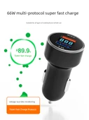 66W Süper Hızlı Araç Şarj Cihazı - Dijital Ekran Hızlı Şarj 66W + Android Data Kablosu - 2