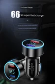 66W Süper Hızlı Araç Şarj Cihazı - Dijital Ekran Hızlı Şarj 66W + Android Data Kablosu - 7