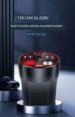 12V/24V Araç Şarj Inverter 220V Dönüştürücü - [Amiral Siyah] Type-C Port + Dijital Ekran + QC3.0 Hızlı Şarj - 6