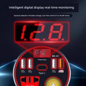 12V/24V Araç Şarj Inverter 220V Dönüştürücü - [Amiral Siyah] Type-C Port + Dijital Ekran + QC3.0 Hızlı Şarj - 4