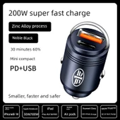 200W Süper Hızlı Araç Şarj Cihazı - USB - Siyah - 1