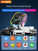 Bluetooth 5.0 Araç MP3 Çalar - Renkli Ambiyans, 3.4A Hızlı Şarj + 3'ü 1 Arada Şarj Kablosu - 6
