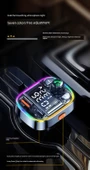 Bluetooth 5.0 Araç MP3 Çalar - Renkli Ambiyans, 3.4A Hızlı Şarj + 3'ü 1 Arada Şarj Kablosu - 10
