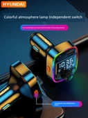 Bluetooth 5.0 Araç MP3 Çalar - Renkli Ambiyans Lambası, 3.4A Hızlı Şarj - 5