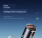 Gizli Araç Şarj Cihazı + USB Üçü Bir Arada Hızlı Şarj Kablosu - 7