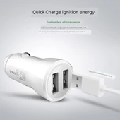 Çift USB Portlu Araç Şarjı - 12W - Beyaz (Plastik Kasa) - 5