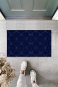 Lacivert Kapı Önü Paspası Geometrik Desen  K-3256 - 1
