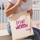 Kişiye Özel Bez Çantalar, Doğum Günü Temalı Hediyelik Bez Çanta D Serisi thumbnail 1