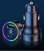 Oto Çakmaklık USB Şarj Aleti + 3'ü 1 Arada Kablo - Siyah - 30W - 11