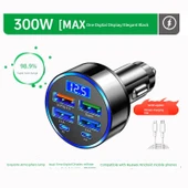 Gelişmiş Araç Çakmaklık USB Şarj Aleti - Dört USB + 2PD Hızlı Şarj, 6 Port, Voltaj İzleme, Apple PD Kablosu - 1