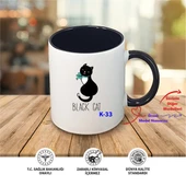 Siyah Kedili Siyah Kupa, İçi ve Kulp Siyah Hediyelik Kupa K Serisi (100 Model) - 1