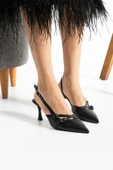 Albishoes Çift Toka Detaylı Arkası Açık Sivri Burun 8 Cm Ince Topuklu Stiletto Abiye Kadın Ayakkabı - 2