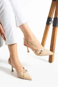 Albishoes Çift Toka Detaylı Arkası Açık Sivri Burun 8 Cm Ince Topuklu Stiletto Abiye Kadın Ayakkabı - 1