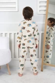 Transportation Veichle Desenli Çocuk Pijama Takımı (Alt-Üst) Bej 3-8 Yaş - 4