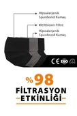B-GOOD 3 KATLI SİYAH DÖKME CERRAHİ MASKE TELLİ 50 Lİ - 1