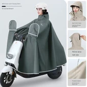 Motosiklet Yağmurluk Panço 4XL - Açık Koyu Yeşil - Oxford Kumaş - Uzun Etek - 6