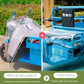 Üç Tekerlekli Elektrikli Bisiklet Su Geçirmez Yağmur Kılıfı - Tam Kapalı + Cepli 2X + Minderli XL - 1
