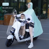 Şeffaf Motosiklet Elektrikli Bisiklet Yağmurluk Panço 4XL - Standart Elektrikli Araç - Nane Yeşili - Aynalı - 1