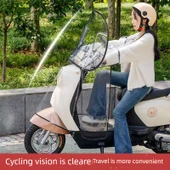 Elektrikli Bisiklet Motosiklet Ön Cam Yağmurluğu - Pelerin Model Standart PVC Su Geçirmez - 4