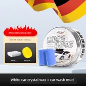 Motosiklet Parlatma Boyası - Beyaz Araba Wax ve Yıkama Çamuru, Sünger ve Havlu Seti - 1