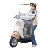 Elektrikli Bisiklet Motosiklet Ön Cam Yağmurluğu - Pelerin Model Standart PVC Su Geçirmez - 6