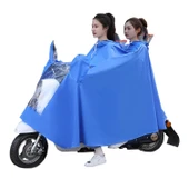 Elektrikli Motosiklet Yağmurluğu - Çift Kişilik - Kar Taneciği Mavisi - 4XL - Aynalı - 6