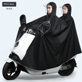 Elektrikli Motosiklet Yağmurluk Panço - 4XL - Siyah - Çift Katmanlı - 1
