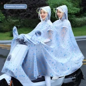 Elektrikli Motosiklet Yağmurluğu - Çift Kişilik - Kar Taneciği Mavisi - 5XL - Aynalı - 1