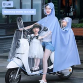 Elektrikli Motosiklet Yağmurluğu - Çift Kişilik - Açık Pembe - 4XL - Üç Kişilik - 5